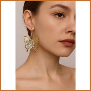 Natasha Gold & Silver Butterfly Gemstone Earrings